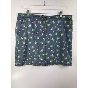Karen Scott Womens 16 Skirt Blue Lemon Print Stretch Cotton A-Line Summer